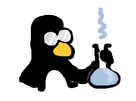 animated lab penguin shakes flask